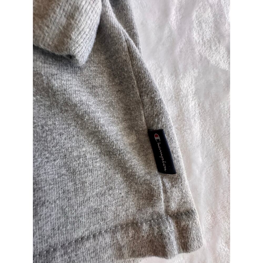 Champion Mens Size M Gray Script Logo Lightweight T-Shirt Pullover Hoodie Shirt - Picture 2 of 9